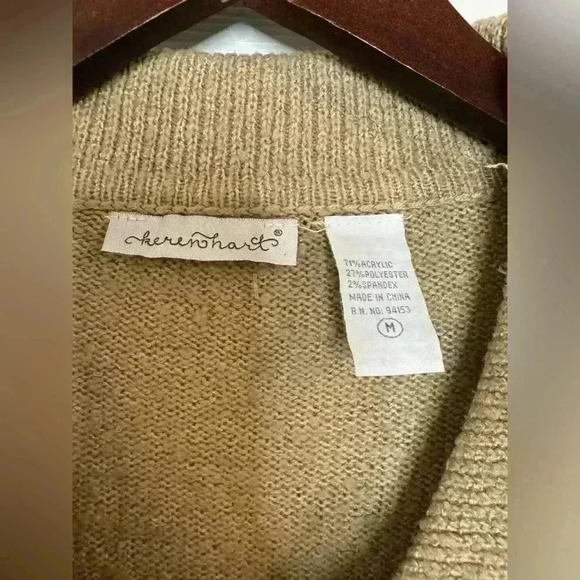 Shacket chunky knit cardigan size medium tan brown - Picture 3 of 5